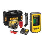 DCE0822D1R DeWALT kryžminis lazerinis nivelyras + DE0892 linijinio lazerio detektorius