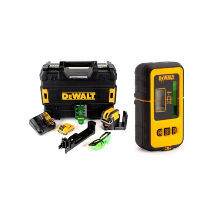 DCE0825D1G DeWALT kryžminis lazerinis nivelyras + DE0892 linijinio lazerio detektorius