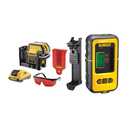 DCE0825D1R DeWALT kryžminis lazerinis nivelyras + DE0892 linijinio lazerio detektorius