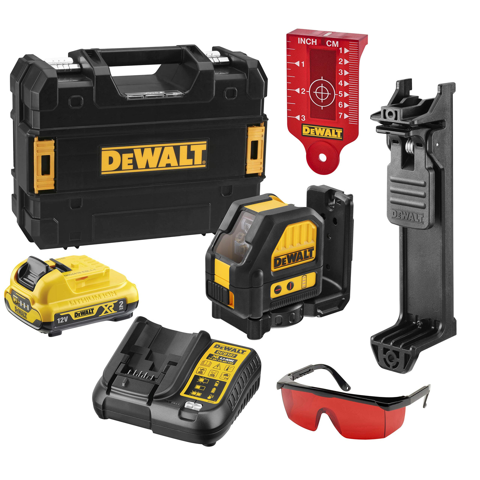 dce088d1r-dewalt-kryzminiu-liniju-lazerinis-nivelyras-1x20-ah DCE088D1R DeWALT kryžminių linijų lazerinis nivelyras (1x2.0 Ah) - Image 1