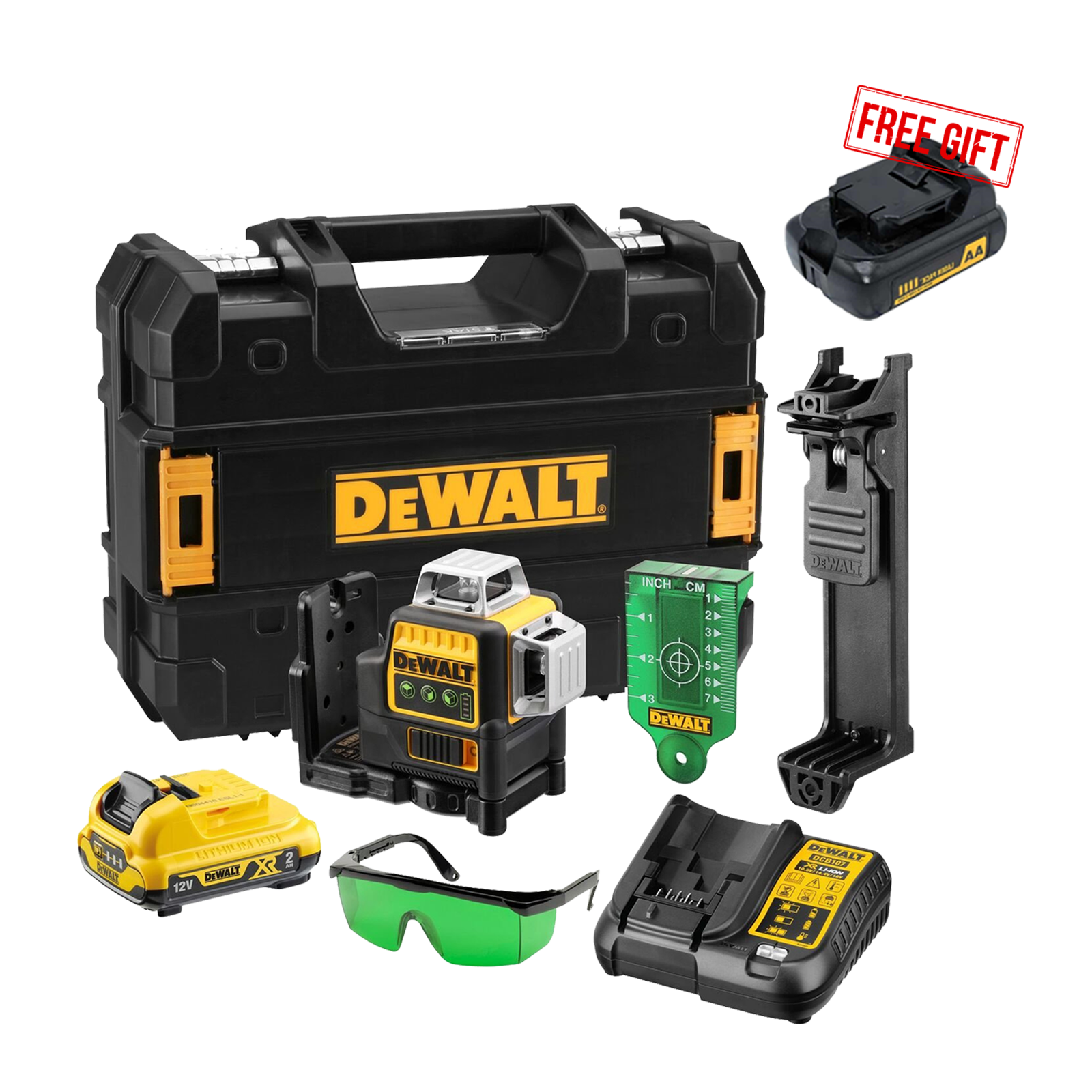 dce089d1g-dewalt-kryzminiu-liniju-lazeris-1x20-ah-dovana DCE089D1G DeWALT kryžminių linijų lazeris (1x2.0 Ah) + DOVANA! - Image 1