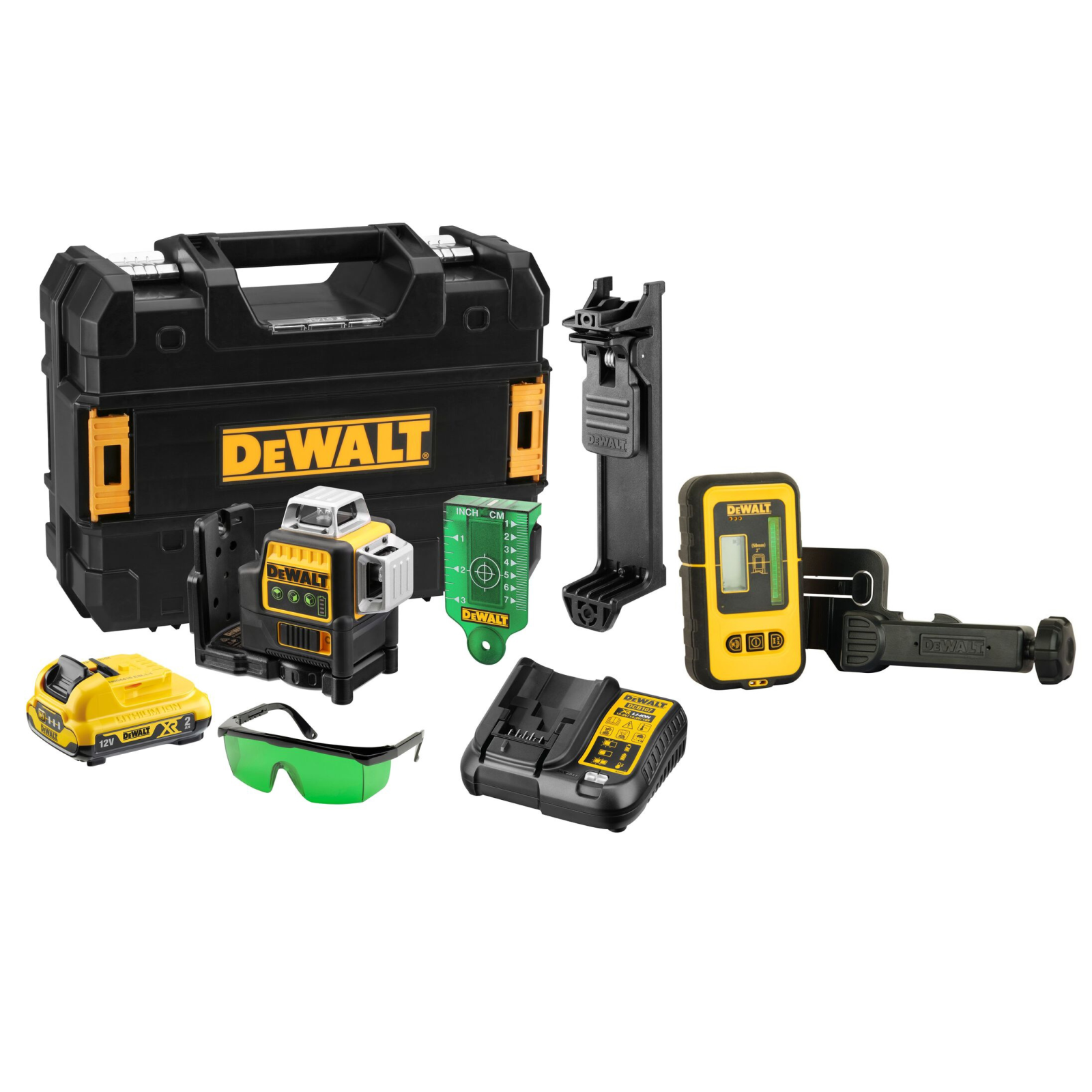 dce089d1g-dewalt-kryzminiu-liniju-lazeris-de0892g-lazerio-detektorius DCE089D1G DeWALT kryžminių linijų lazeris + DE0892G lazerio detektorius - Image 1