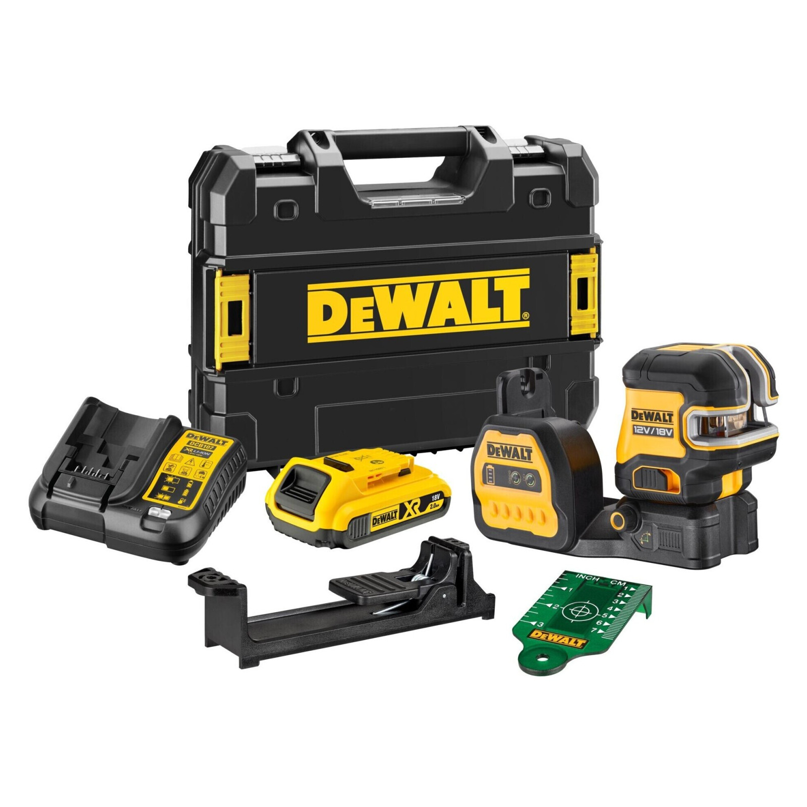 dce822d1g18-dewalt-1218v-2-tasku-lazerinis-nivelyras DCE822D1G18 DeWALT 12/18V 2 taškų lazerinis nivelyras - Image 1