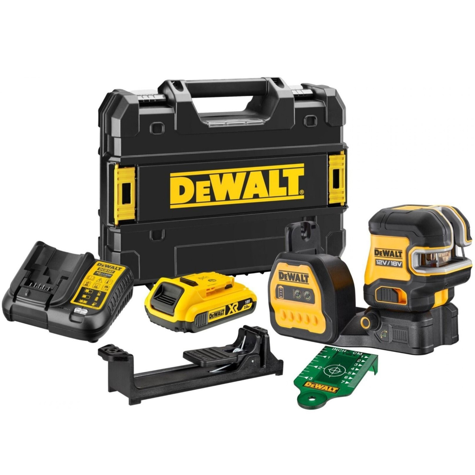 dce825d1g18-dewalt-1218v-5-tasku-lazerinis-nivelyras DCE825D1G18 DeWALT 12/18V 5 taškų lazerinis nivelyras - Image 1