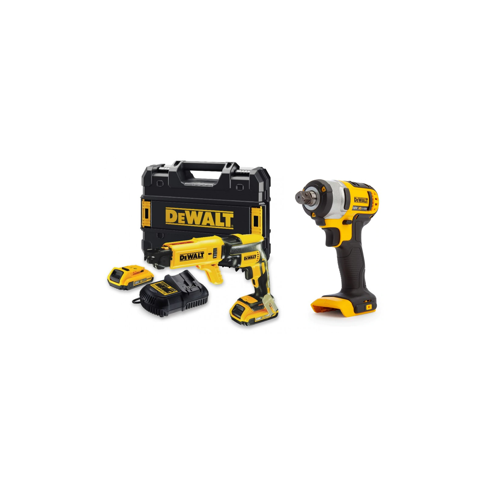 dcf809n-dewalt-smuginis-suktuvas-dcf620d2k-gipskartonio-suktuvas-greztuvas DCF809N DeWALT 18V smūginis suktuvas + DCF620D2K 18V gipskartonio suktuvas (2x2.0 Ah) - Image 1