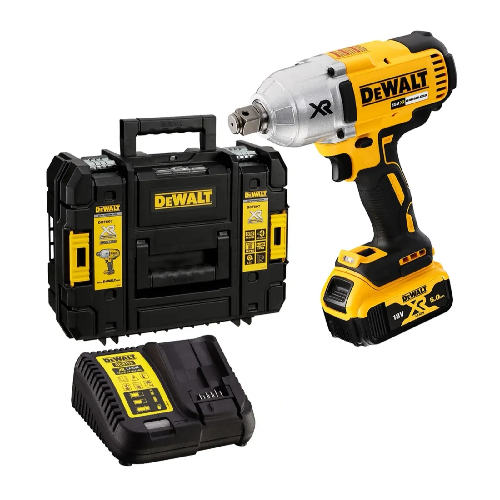 dcf897p1-dewalt-18v-34-smuginis-verzliasukis-1x50-ah DCF897P1 DeWALT 18V 3/4" smūginis veržliasukis (1x5.0 Ah) - Image 1