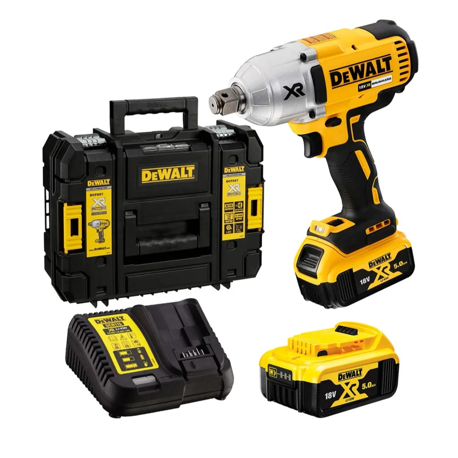 dcf897p2-dewalt-18v-34-smuginis-verzliasukis-2x50-ah DCF897P2 DeWALT 18V 3/4" smūginis veržliasukis (2x5.0 Ah) - Image 1