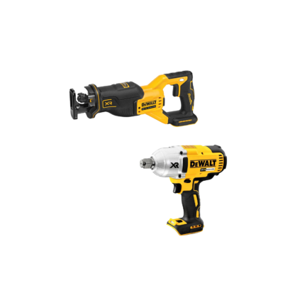 DCF899HN DeWALT 18V smūginis veržliasukis + DCS382N DeWALT 18V tiesinis pjūklas