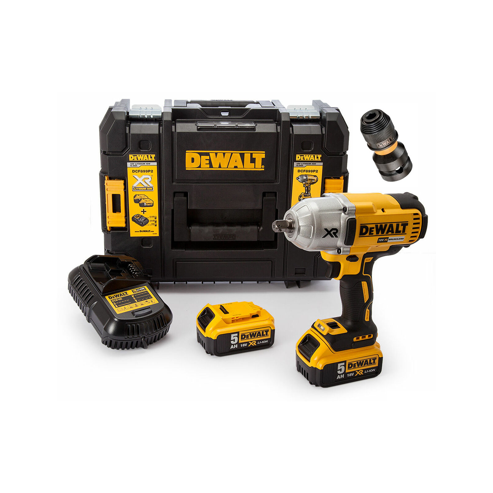 dcf899p2-dewalt-18v-smuginis-verzliasukis-2x50-ah-dovana DCF899P2 DeWALT 18V smūginis veržliasukis (2x5.0 Ah) + DOVANA! - Image 1