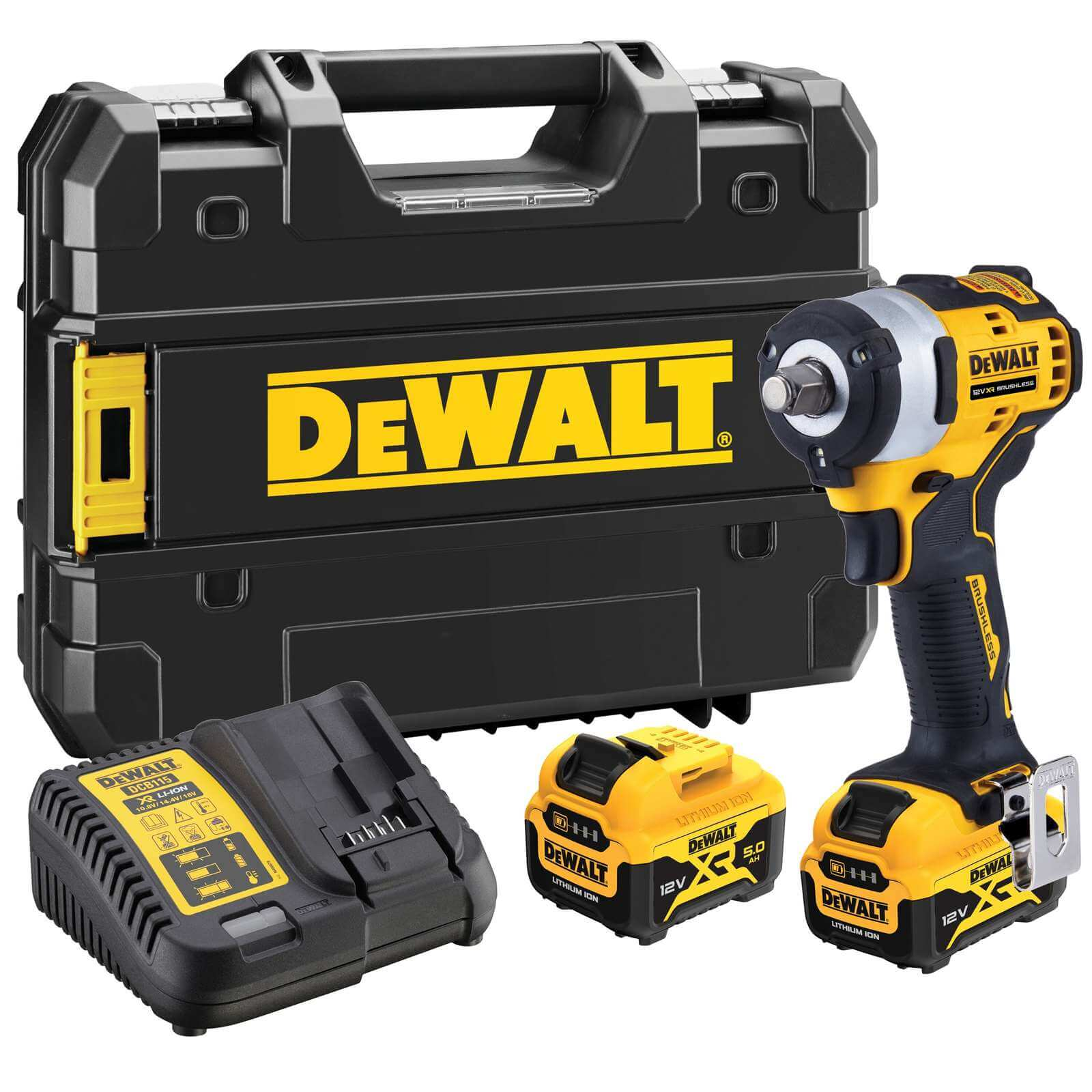 dcf901p2-dewalt-12v-kompaktiskas-smuginis-verzliasukis-2x50-ah DCF901P2 DeWALT 12V kompaktiškas smūginis veržliasukis (2x5.0 Ah) - Image 1