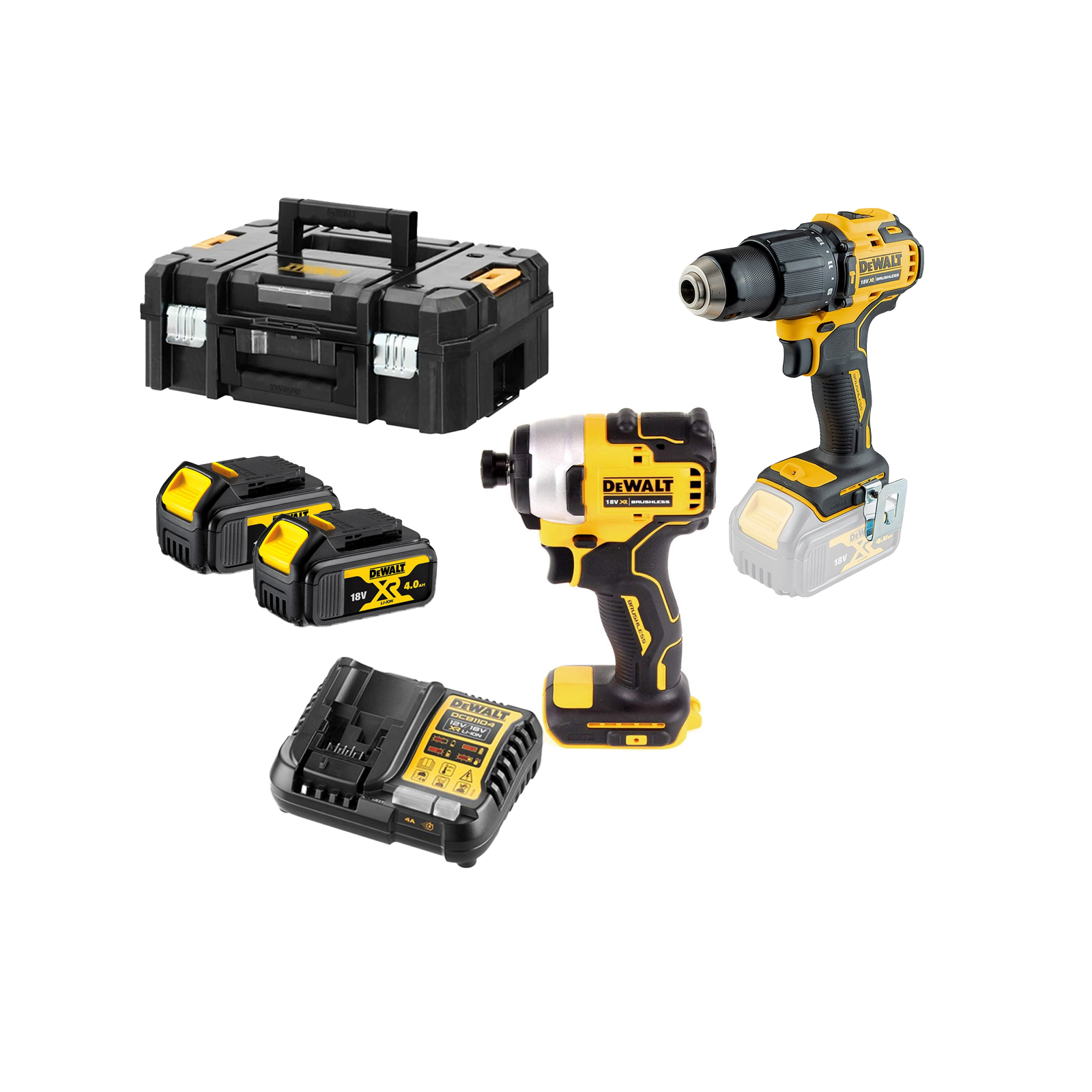 dcfd809m2-dewalt-18v-greztuvo-suktuvo-ir-smuginio-suktuvo-rinkinys-2x40-ah DCFD809M2 DeWALT 18V gręžtuvo - suktuvo ir smūginio suktuvo rinkinys (2x4.0 Ah) - Image 1