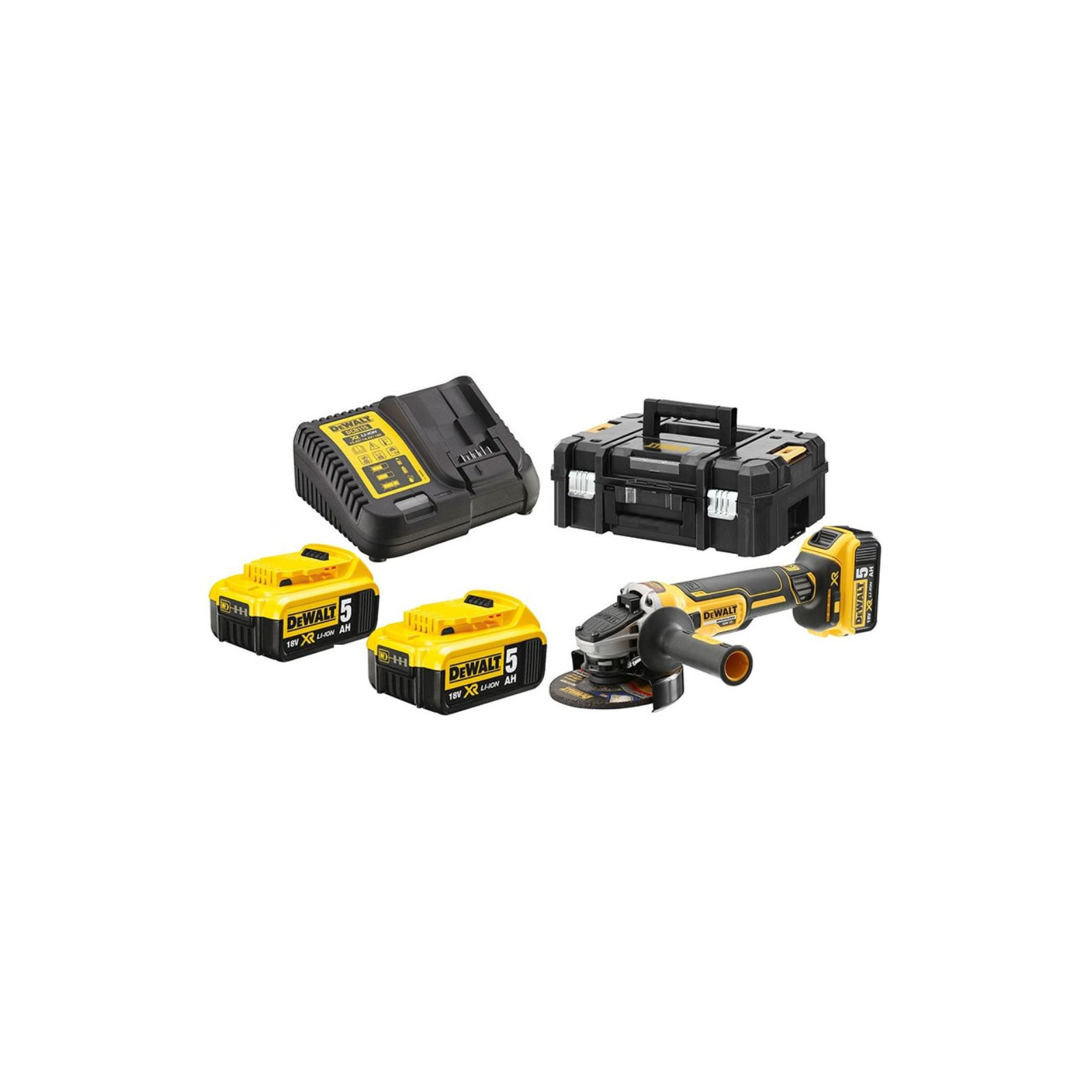 dcg405p3-dewalt-18v-125-mm-kampinis-slifuoklis-3x50-ah DCG405P3 DeWALT 18V 125 mm kampinis šlifuoklis (3x5.0 Ah) - Image 1