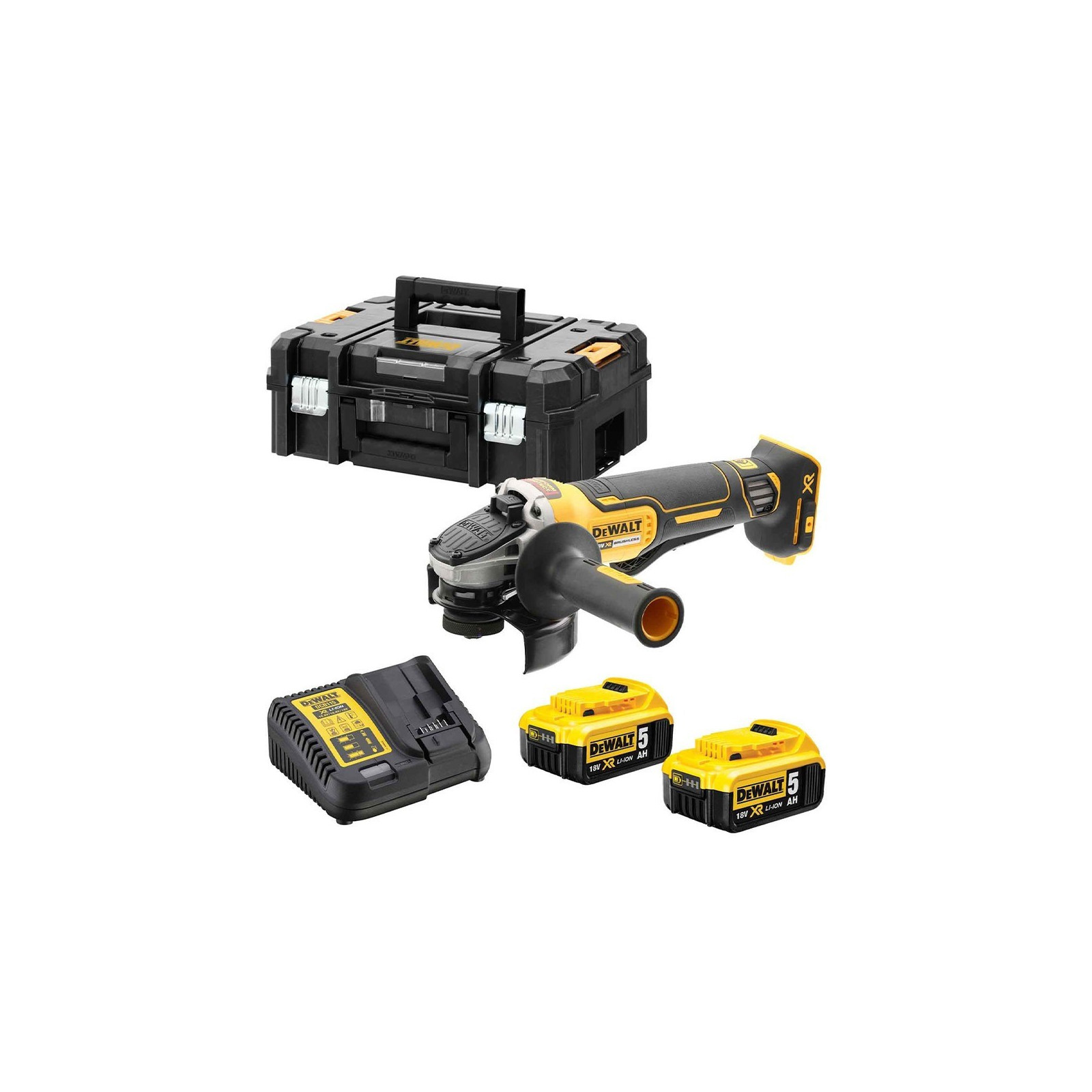 dcg406p2-dewalt-18v-kampinis-slifuoklis-2x50-ah DCG406P2 DeWALT 18V kampinis šlifuoklis (2x5.0 Ah) - Image 1