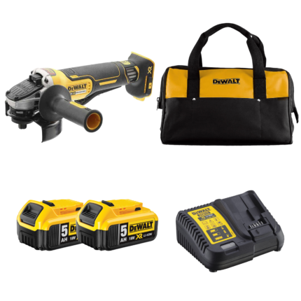 DCG406P2C DeWALT 18V kampinis šlifuoklis (2x5.0 Ah)