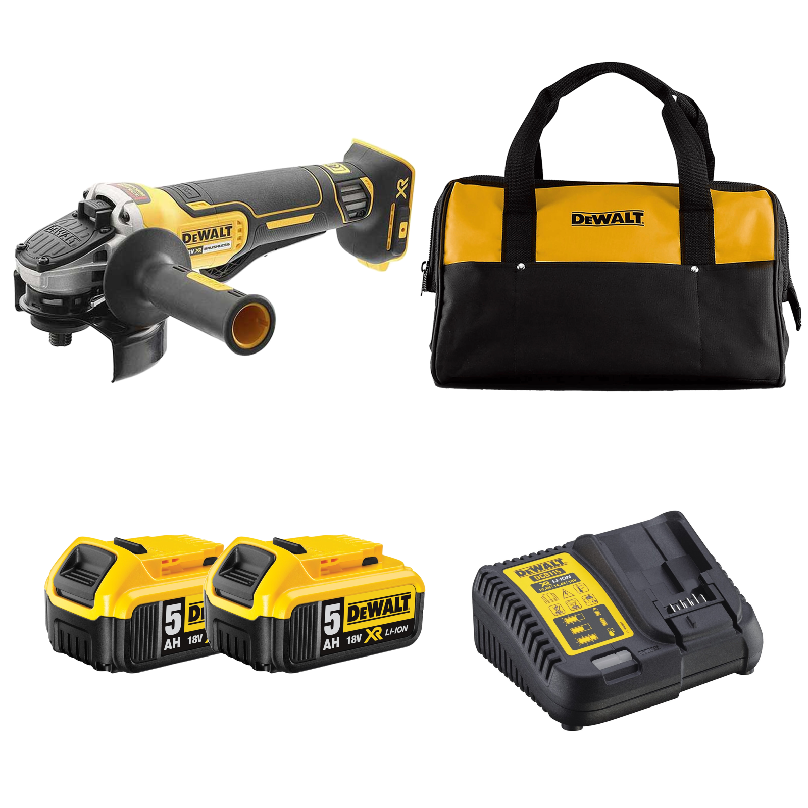 dcg406p2c-dewalt-18v-kampinis-slifuoklis-2x50-ah DCG406P2C DeWALT 18V kampinis šlifuoklis (2x5.0 Ah) - Image 1