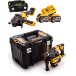 DCG414X2 DeWALT FLEXVOLT 54V kampinis šlifuoklis + DCH333NT 54V perforatorius