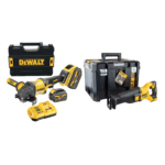 DCG418T2 DeWALT FLEXVOLT 54V kampinis šlifuoklis + DCS388NT FLEXVOLT 54V tiesinis pjūklas