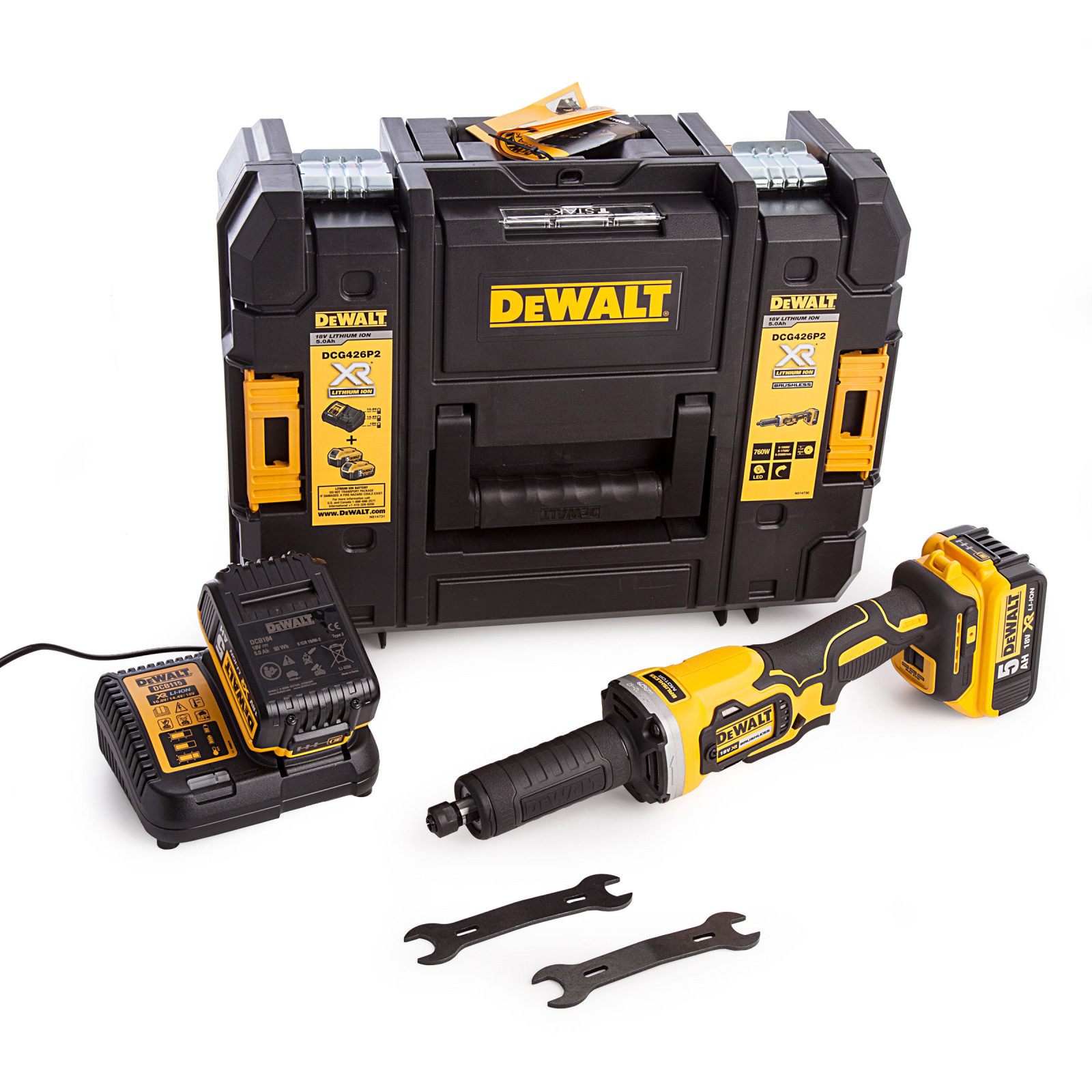dcg426p2-dewalt-18v-tiesinis-slifuoklis-2x50-ah DCG426P2 DeWALT 18V tiesinis šlifuoklis (2x5.0 Ah) - Image 1