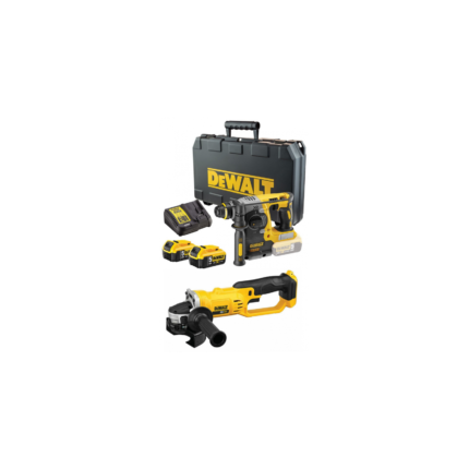 DCH273P2 DeWALT 18V SDS-Plus perforatorius  + DCG412N 18V kampinis šlifuoklis