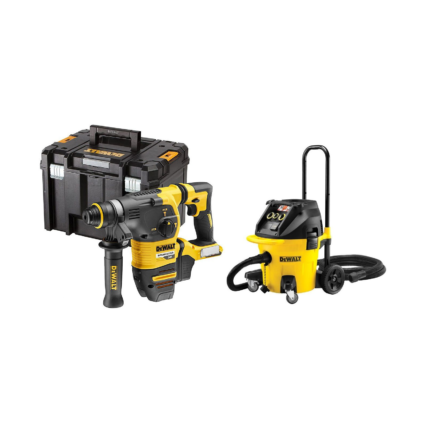 DCH333NT DeWALT FLEXVOLT 54V SDS-Plus perforatorius 30mm + DWV902M siurblys su teleskopine rankena