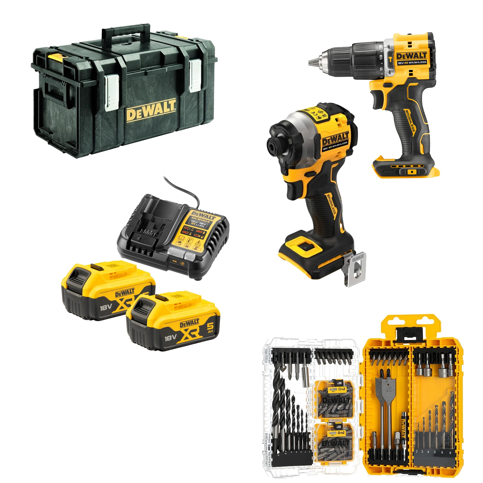 dck100yp2-dewalt-18v-xr-suktuvas-smuginis-greztuvas-2x50-ah DCK100YP2 DeWALT 18V XR suktuvas – smūginis gręžtuvas (2x5.0 Ah) - Image 1