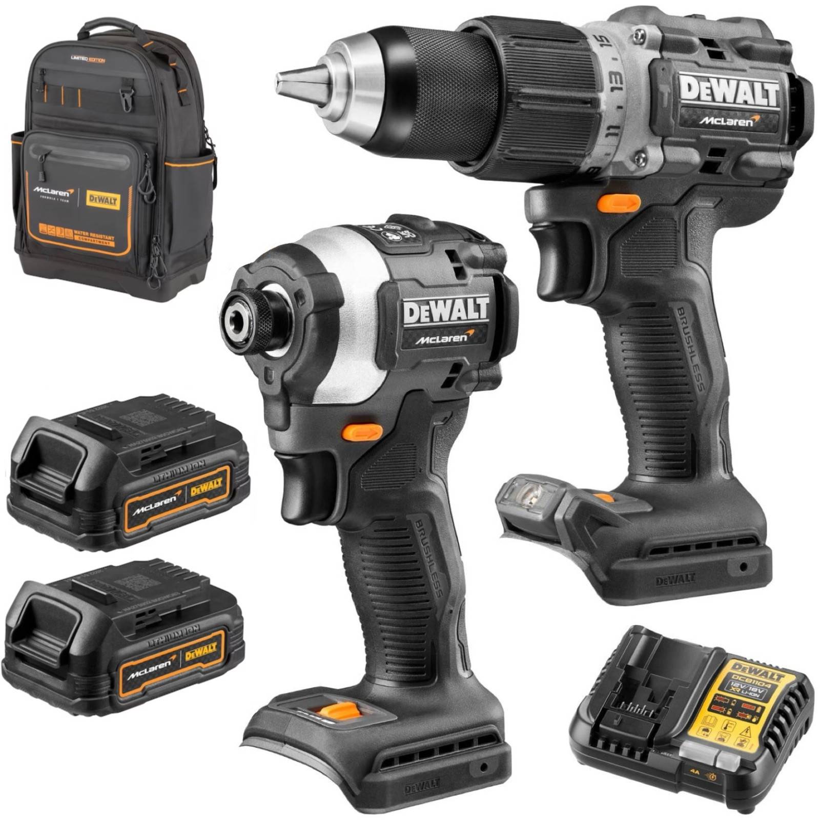 dck200me2c-dewalt-mclaren-edition-18v-suktuvu-rinkinys-2x17-ah DCK200ME2C DeWALT McLaren Edition 18V suktuvų rinkinys (2x1.7 Ah) - Image 1