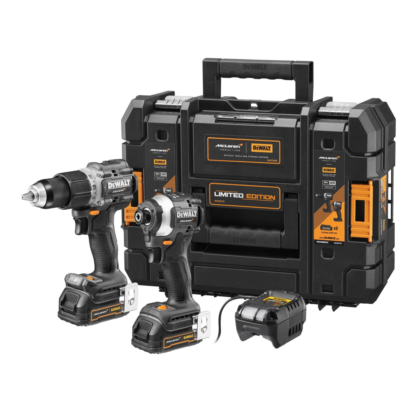 dck200me2gt-dewalt-mclaren-edition-18v-smuginis-suktuvas-suktuvas-greztuvas-2x17-ah DCK200ME2GT DeWALT McLaren Edition 18V smūginis suktuvas + suktuvas-gręžtuvas (2x1.7 Ah) - Image 1