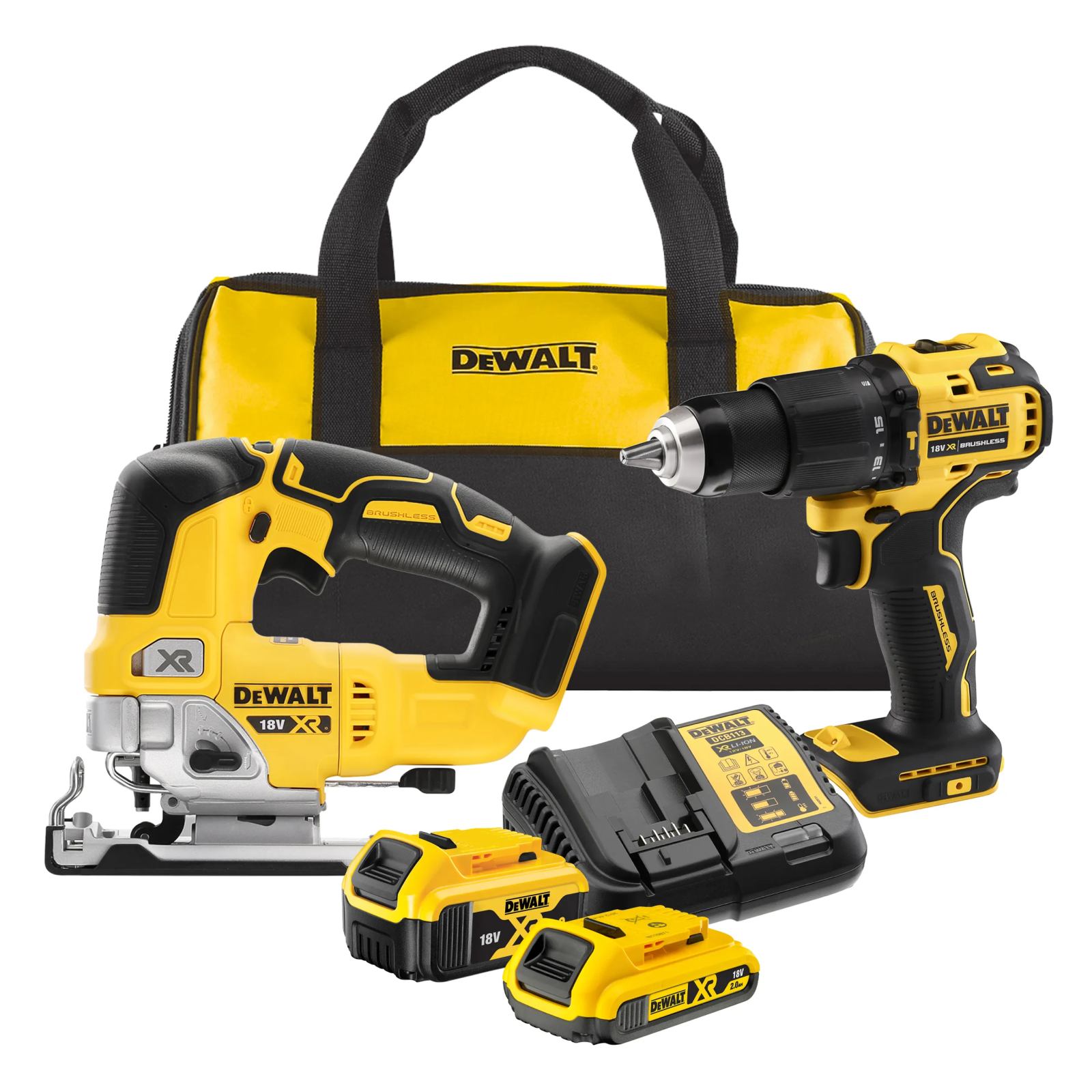 dck2073mdr-dewalt-18v-siaurapjuklis-suktuvas-greztuvas-1x40-ah-1x20-ah DCK2073MDR DeWALT 18V siaurapjūklis + suktuvas-gręžtuvas (1x4.0 Ah + 1x2.0 Ah) - Image 1