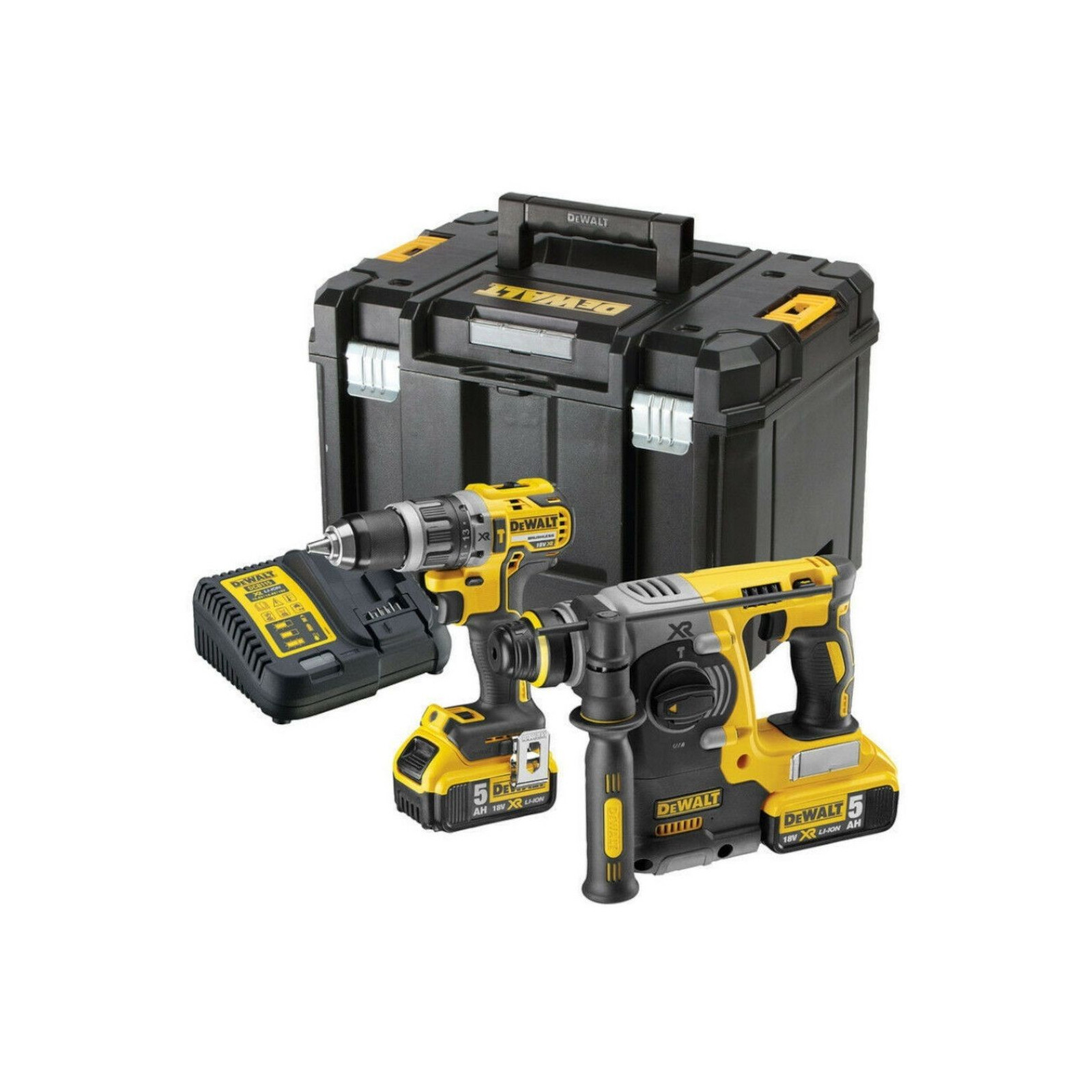 dck207p2t-dewalt-18v-perforatoriaus-ir-suktuvo-smuginio-greztuvo-rinkinys-2x50-ah DCK207P2T DeWALT 18V perforatoriaus ir suktuvo-smūginio gręžtuvo rinkinys (2x5.0 Ah) - Image 1