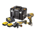 DCK2080P2T DeWALT smūginio suktuvo-gręžtuvo ir kampinio šlifuoklio rinkinys (2x5.0 Ah)