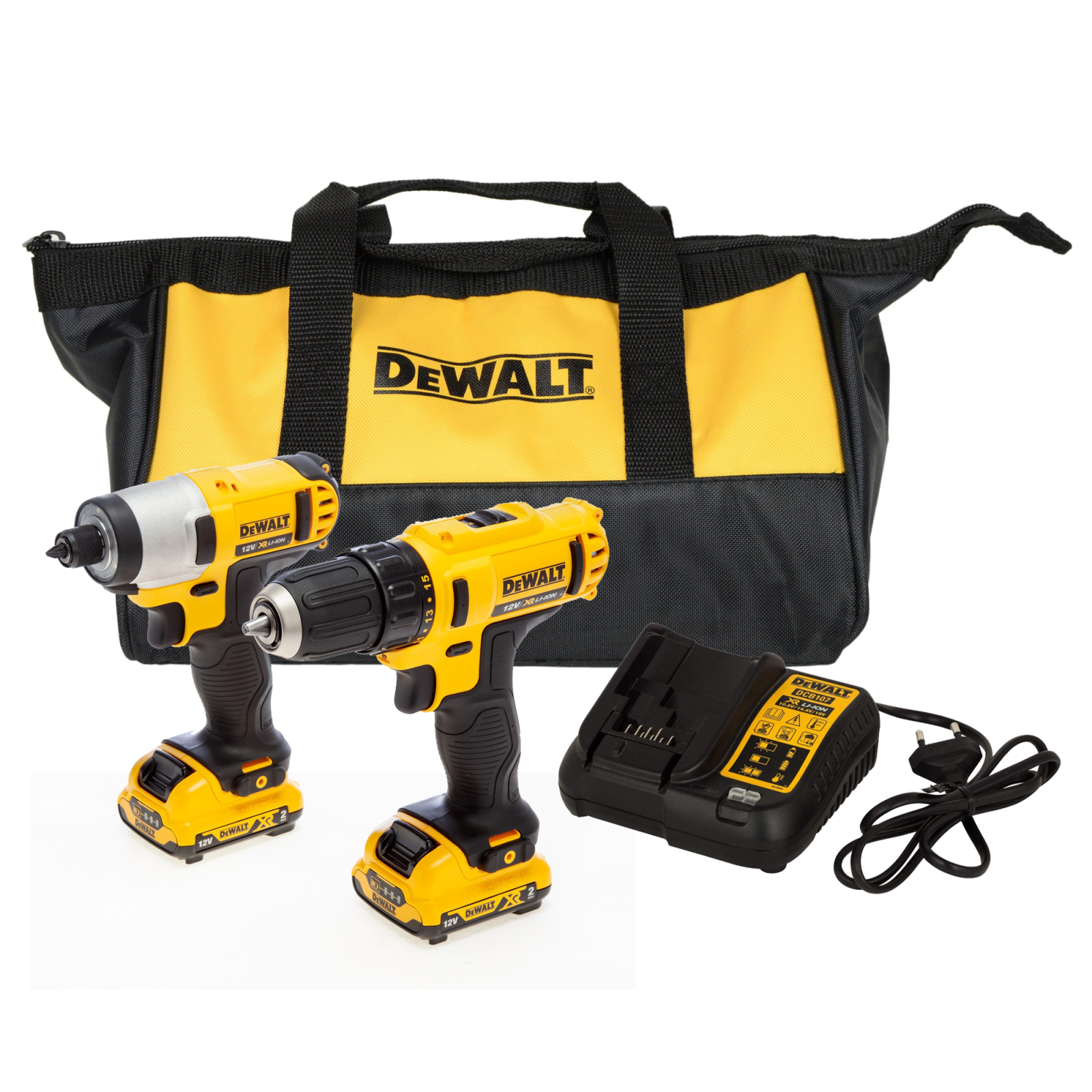 dck211d2c-dewalt-12v-irankiu-rinkinys-dcd710-dcf815-2x20-ah DCK211D2C DeWALT 12V įrankių rinkinys DCD710 + DCF815 (2x2.0 Ah) - Image 1