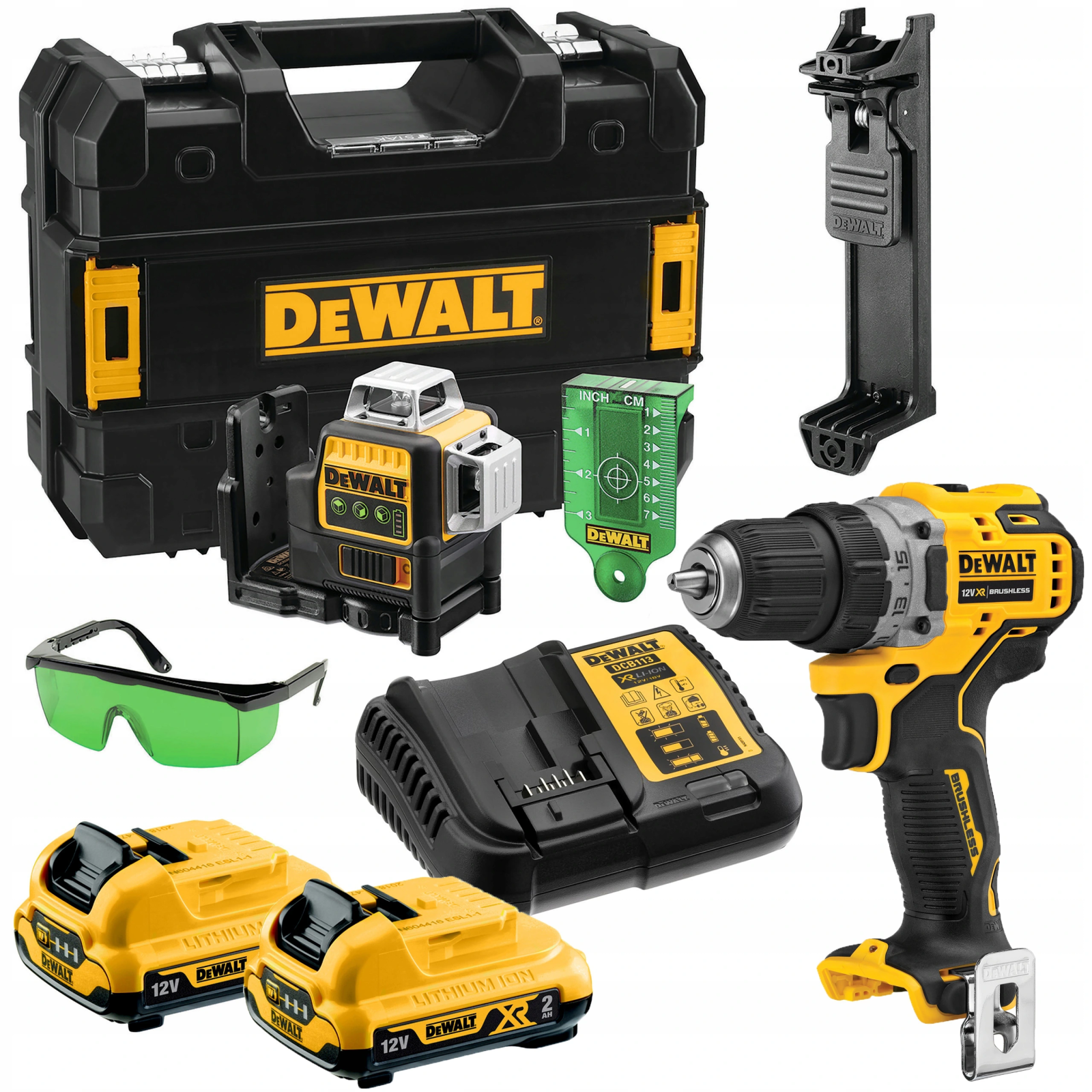 dck212d2t-dewalt-12v-kryzminiu-liniju-lazerio-ir-suktuvo-greztuvo-rinkinys-2x20-ah DCK212D2T DeWALT 12V kryžminių linijų lazerio ir suktuvo gręžtuvo rinkinys (2x2.0 Ah) - Image 1