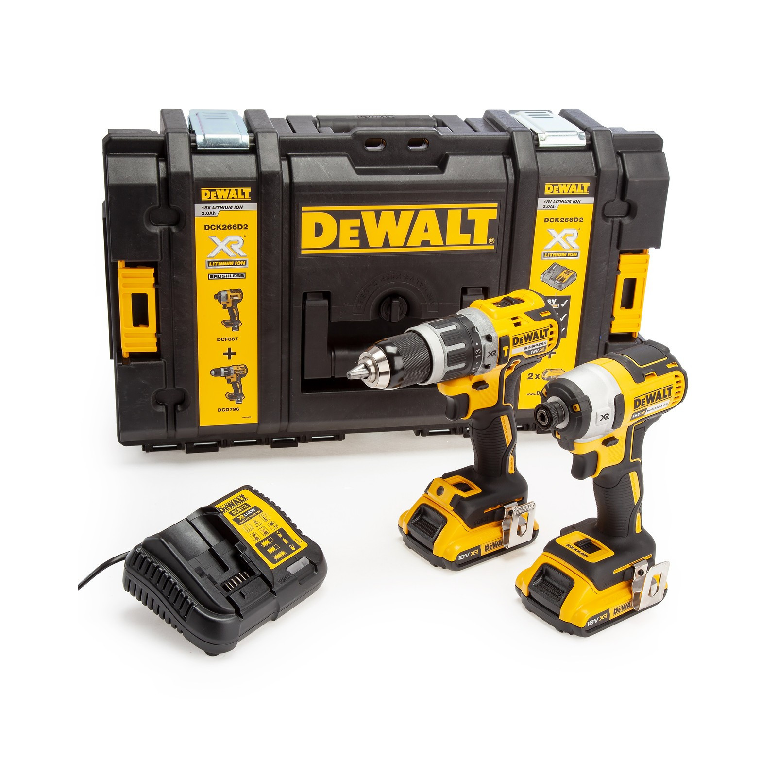 dck266d2-dewalt-18v-smuginis-suktuvas-suktuvas-greztuvas-2x20-ah-dovana DCK266D2 DeWALT 18V smūginis suktuvas + suktuvas-gręžtuvas (2x2.0 Ah) + DOVANA! - Image 1