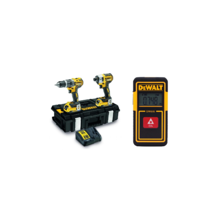 DCK266D2 DeWALT 18V XR veržliasukis + suktuvas-gręžtuvas + DW030PL lazerinis atstumo matuoklis