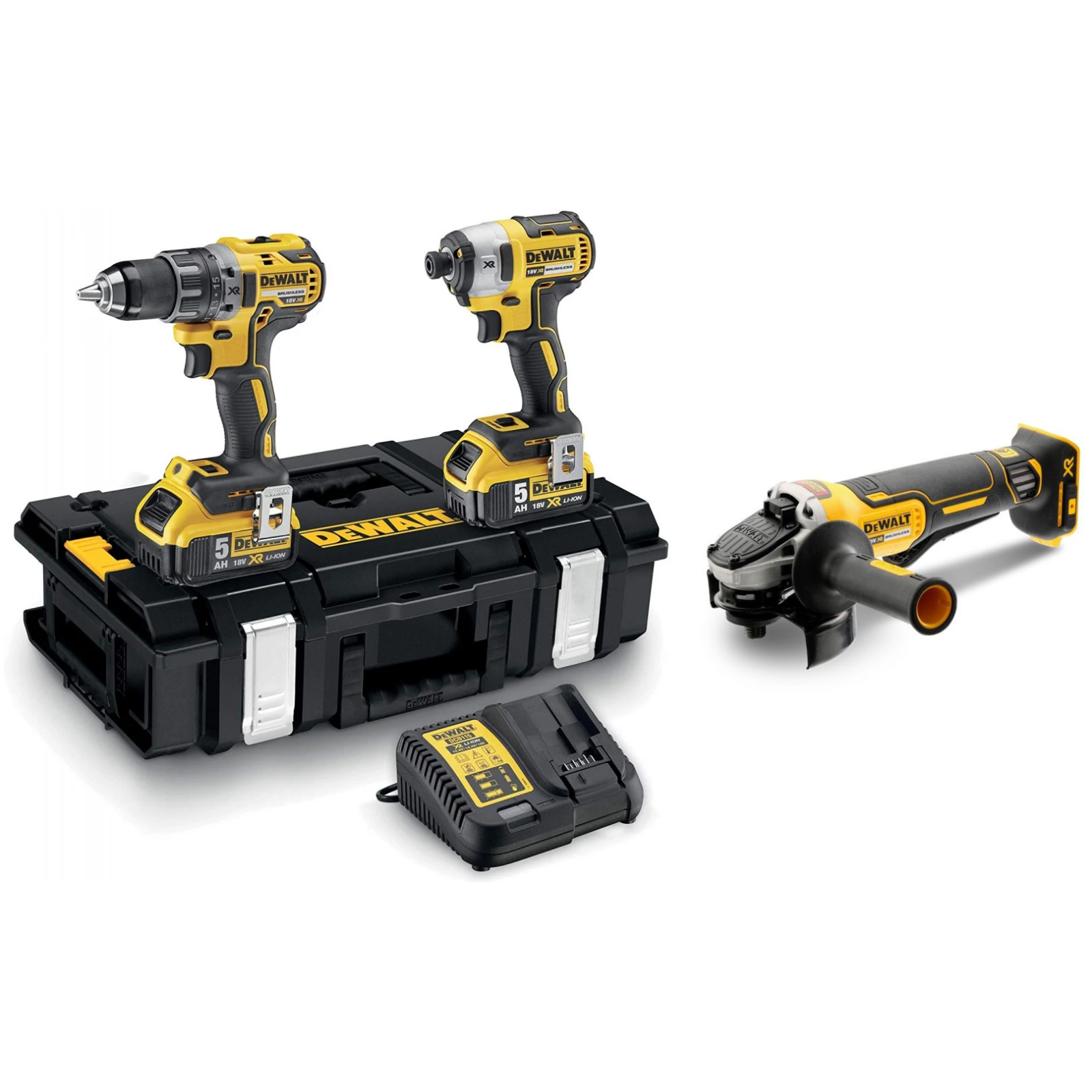 dck266p2-dewalt-18v-rinkinys-dcf887-smuginis-suktuvas-dcd796-suktuvas-greztuvas-dcg406n-18v-kampinis-slifuoklis DCK266P2 DeWALT 18V rinkinys DCF887 smūginis suktuvas + DCD796 suktuvas-gręžtuvas + DCG406N 18V kampinis šlifuoklis - Image 1
