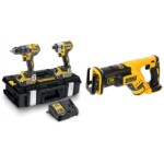 DCK266P2 DeWALT 18V rinkinys DCF887 smūginis suktuvas + DCD796 suktuvas-gręžtuvas + DCS367N 18V tiesinis pjūklas