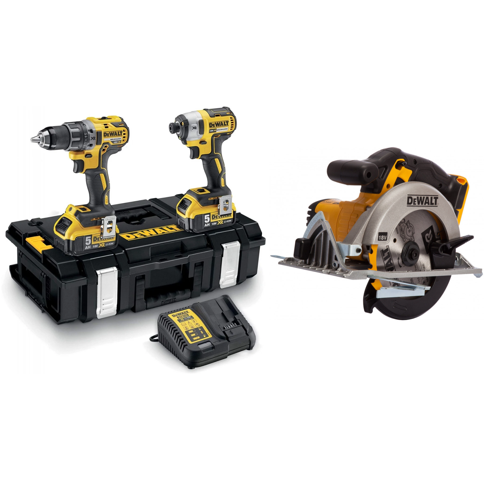 dck266p2-dewalt-18v-rinkinys-dcf887-smuginis-suktuvas-dcd796-suktuvas-greztuvas-dcs391n-18v-diskinis-pjuklas DCK266P2 DeWALT 18V rinkinys DCF887 smūginis suktuvas + DCD796 suktuvas-gręžtuvas + DCS391N 18V diskinis pjūklas - Image 1