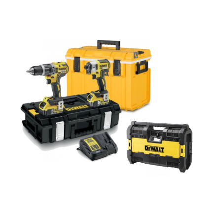 DCK266P2C DeWALT 18V smūginis suktuvas + suktuvas-gręžtuvas + šaltdėžė + DWST1-75663 radija (2x5.0 Ah)