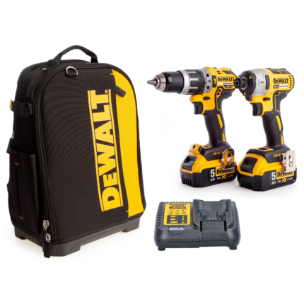 DCK266P2X DeWALT 18V smūginis suktuvas + suktuvas-gręžtuvas su įrankių kuprine (2x5.0 Ah)