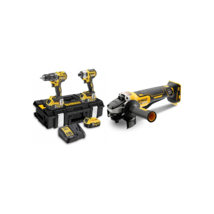 DCK266P3 DeWALT 18V rinkinys DCF887 smūginis suktuvas + DCD796 suktuvas-gręžtuvas + DCG406N 18V kampinis šlifuoklis