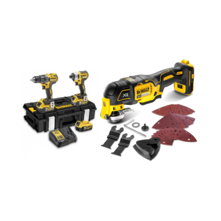 DCK266P3 DeWALT 18V rinkinys DCF887 smūginis suktuvas + DCD796 suktuvas-gręžtuvas + DCS356N 18V daugiafunkcinis įrankis
