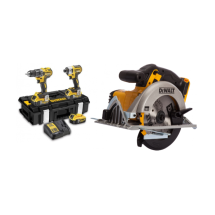 DCK266P3 DeWALT 18V rinkinys DCF887 smūginis suktuvas + DCD796 suktuvas-gręžtuvas + DCS391N 18V diskinis pjūklas