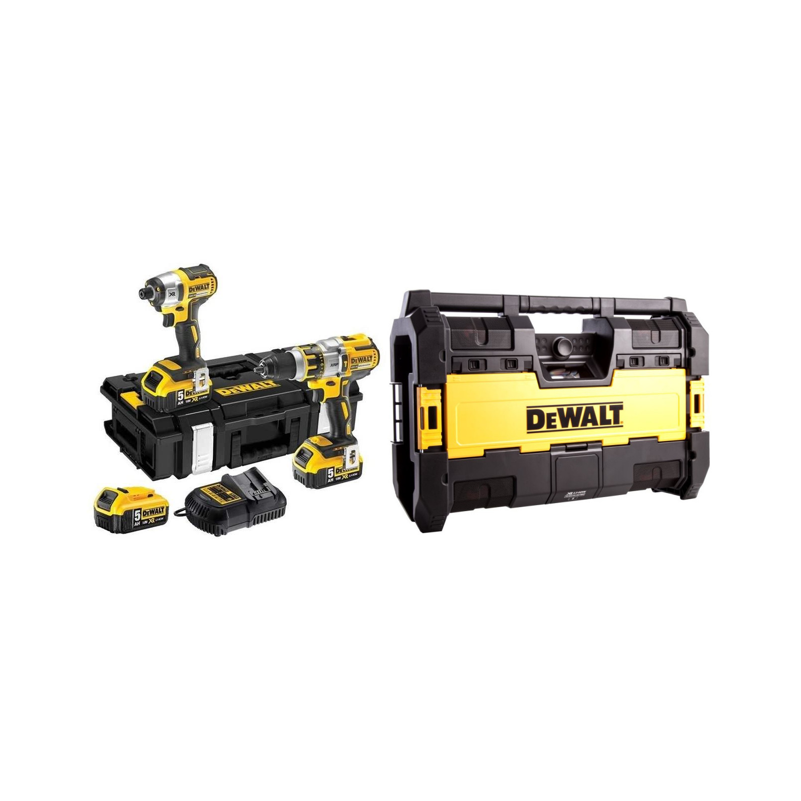 dck266p3-dewalt-18v-smuginis-suktuvas-suktuvas-greztuvas-dwst1-75659-radijas DCK266P3 DeWALT 18V smūginis suktuvas + suktuvas-gręžtuvas + DWST1-75659 radijas - Image 1