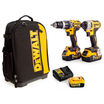 DCK266P3X DeWALT 18V XR smūginis suktuvas + suktuvas-gręžtuvas su įrankių kuprine