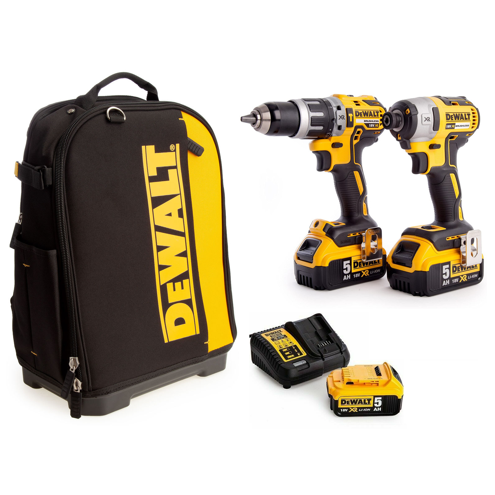 dck266p3x-dewalt-18v-xr-smuginis-suktuvas-suktuvas-greztuvas-su-irankiu-kuprine DCK266P3X DeWALT 18V XR smūginis suktuvas + suktuvas-gręžtuvas su įrankių kuprine - Image 1