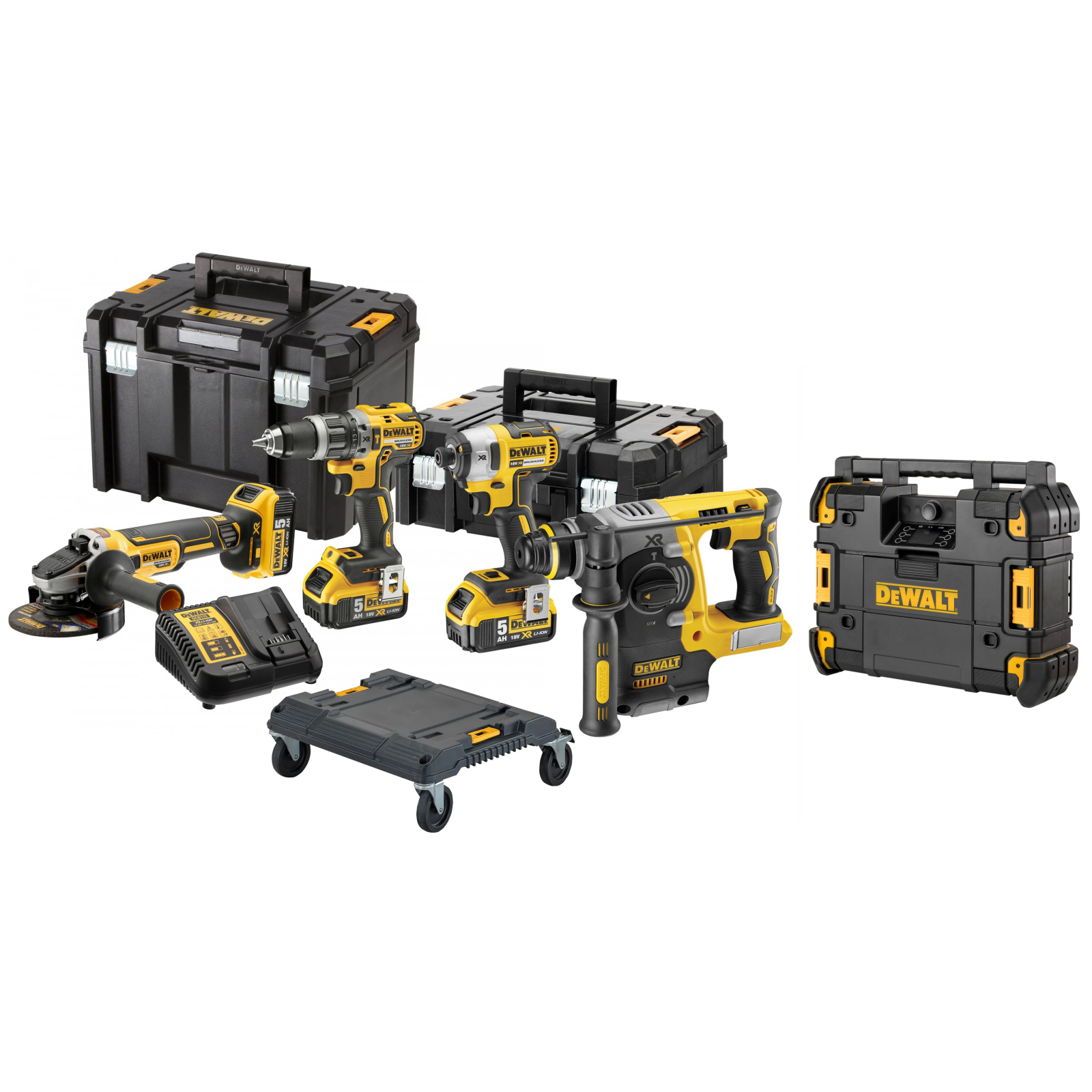 dck422p3t-dewalt-18v-combo-rinkinys-3x50-ah-dwst1-81078-tstak-radijo-imtuvas-dovana DCK422P3T DeWALT 18V combo rinkinys (3x5.0 Ah) + DWST1-81078 TSTAK radijo imtuvas + DOVANA! - Image 1
