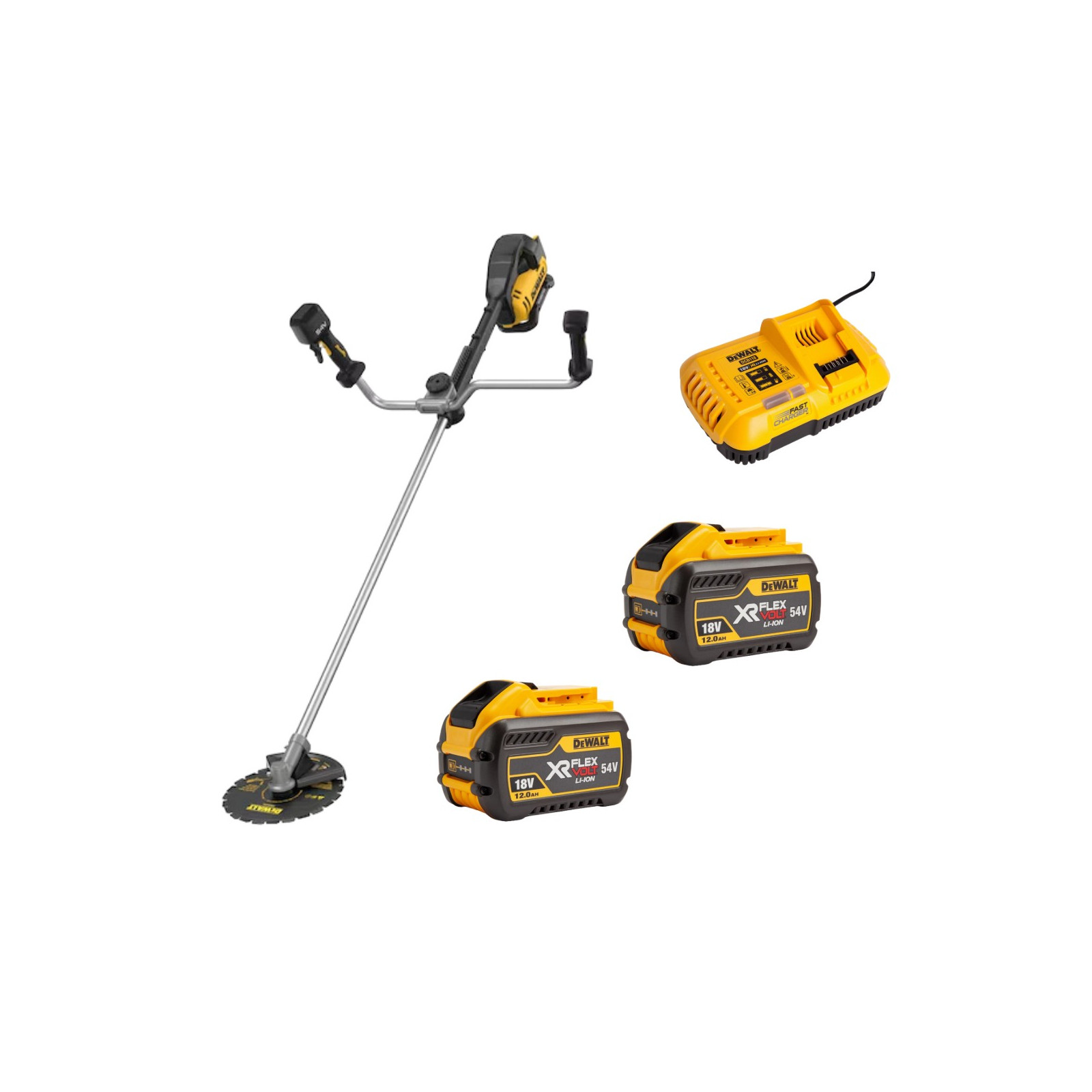 dcmbc723y2-dewalt-54v-misko-kirtimo-krumapjovespjovimo-irankis-25-cm-2x120-ah DCMBC723Y2 DeWALT 54V miško kirtimo krūmapjovės/pjovimo įrankis 25 cm (2x12.0 Ah) - Image 1