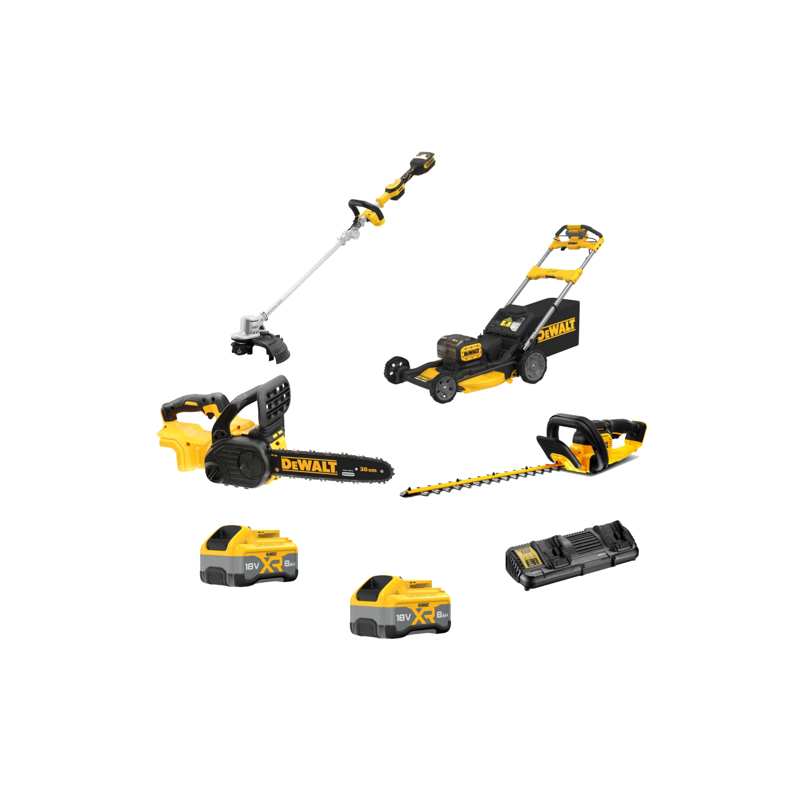 dcmk401w2-dewalt-18v-sodo-ir-darzo-prieziuros-rinkinys-2x80-ah DCMK401W2 DeWALT 18V sodo ir daržo priežiūros rinkinys (2x8.0 Ah) - Image 1