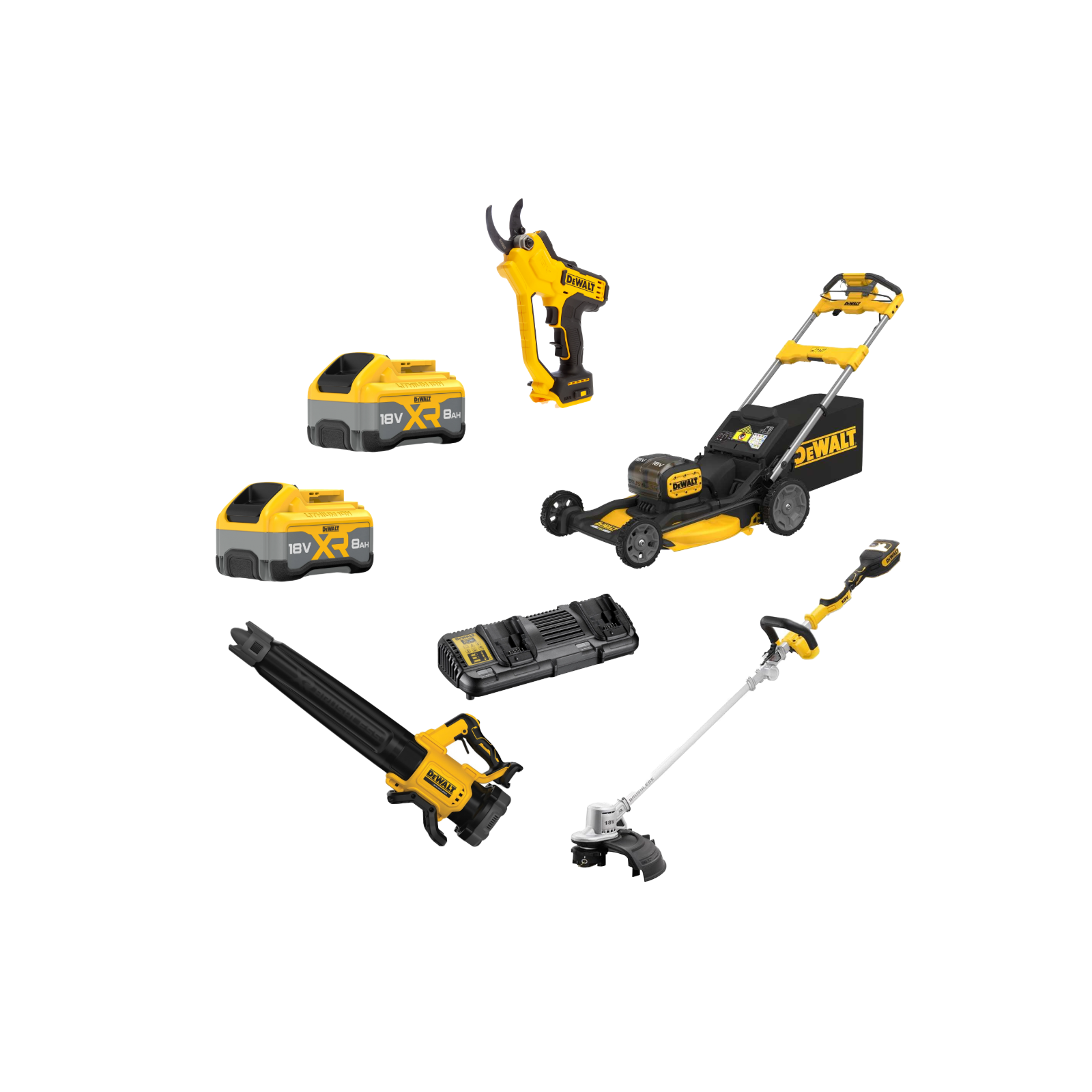 dcmk402w2-dewalt-18v-sodo-ir-darzo-prieziuros-rinkinys-2x80-ah DCMK402W2 DeWALT 18V sodo ir daržo priežiūros rinkinys (2x8.0 Ah) - Image 1
