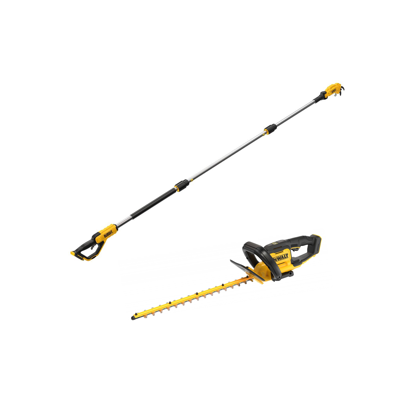 dcmpp569n-dewalt-18v-teleskopinis-genetuvas-dcmht564n-18v-gyvatvoriu-zirkles-55-cm DCMPP569N DeWALT 18V teleskopinis genėtuvas + DCMHT564N 18V gyvatvorių žirklės 55 cm - Image 1